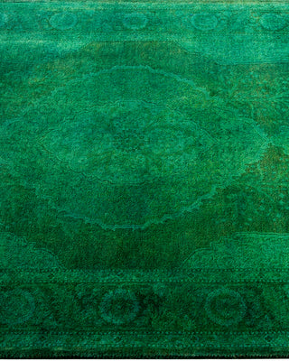 Contemporary Overyed Wool Hand Knotted Green Area Rug 3' 1" x 5' 3"