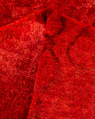 Contemporary Hand-Knotted Overdyed Orange Runner 3' 0" x 9' 1"