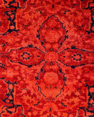 Contemporary Hand-Knotted Overdyed Red Runner 3' 1" x 7' 7"