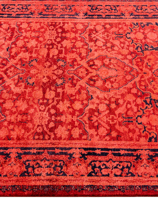 Contemporary Hand-Knotted Overdyed Red Runner 3' 1" x 7' 7"
