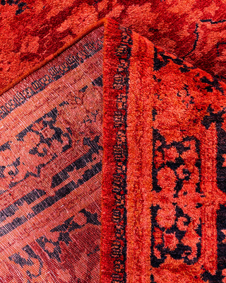 Contemporary Hand-Knotted Overdyed Red Runner 3' 1" x 7' 7"
