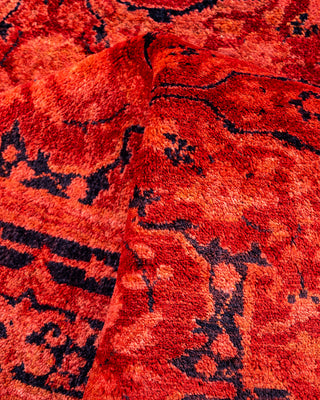 Contemporary Hand-Knotted Overdyed Red Runner 3' 1" x 7' 7"