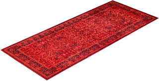 Contemporary Hand-Knotted Overdyed Red Runner 3' 1" x 7' 7"