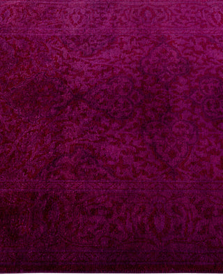 Contemporary Overdyed Wool Hand Knotted Purple Runner 2' 7" x 19' 3"