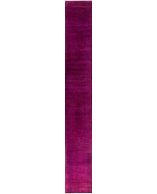 Contemporary Overdyed Wool Hand Knotted Purple Runner 2' 7" x 19' 3"