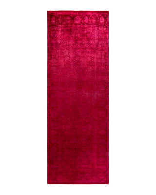 Contemporary Overyed Wool Hand Knotted Pink Area Rug 4' 0" x 11' 3"