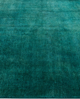 Contemporary Overdyed Wool Hand Knotted Green Area Rug 4' 2" x 5' 9"