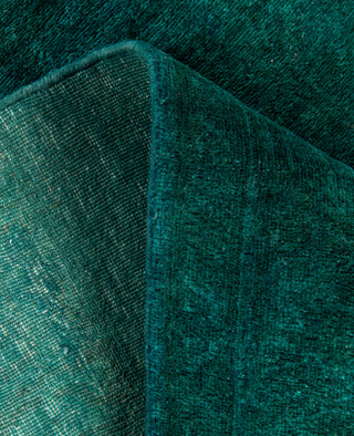 Contemporary Overdyed Wool Hand Knotted Green Area Rug 4' 2" x 5' 9"