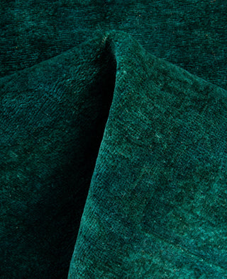 Contemporary Overdyed Wool Hand Knotted Green Area Rug 4' 2" x 5' 9"