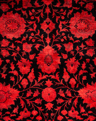 Contemporary Hand Knotted Overdyed Red Area Rug 4' 2" x 6' 1"