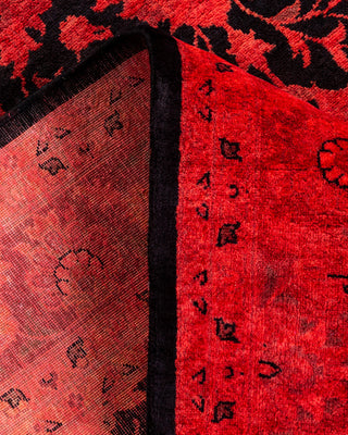 Contemporary Hand Knotted Overdyed Red Area Rug 4' 2" x 6' 1"