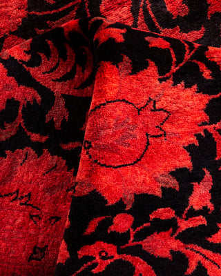 Contemporary Hand Knotted Overdyed Red Area Rug 4' 2" x 6' 1"