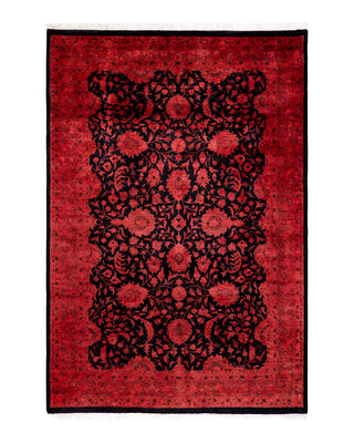 Contemporary Fine Vibrance Black Wool Area Rug 4' 2" x 6' 1"