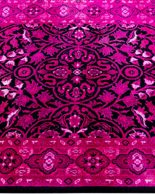 Contemporary Overyed Wool Hand Knotted Pink Runner 2' 6" x 12' 3"