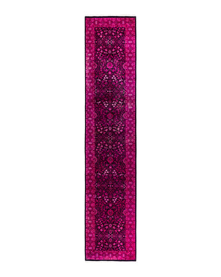 Contemporary Overyed Wool Hand Knotted Pink Runner 2' 6" x 12' 3"