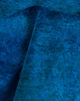 Contemporary Fine Vibrance Blue Wool Area Rug - 3' 2" x 5' 1"