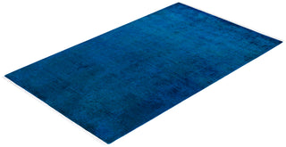 Contemporary Fine Vibrance Blue Wool Area Rug - 3' 2" x 5' 1"