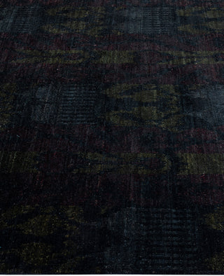Contemporary Overdyed Wool Hand Knotted Black Round Area Rug 5' 0" x 5' 7"