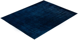 Modern Overdyed Hand Knotted Wool Navy Area Rug 8' 10" x 11' 5"