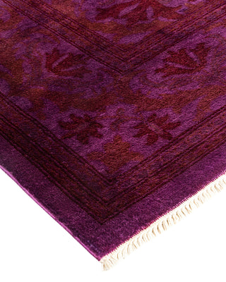 Modern Overdyed Hand Knotted Wool Purple Area Rug 4' 3" x 6' 0"