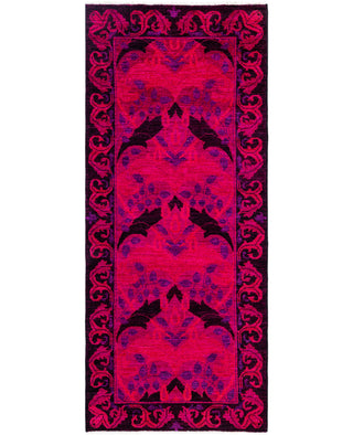 Contemporary Overdyed Wool Hand Knotted Multi Runner 2' 7" x 6' 2"