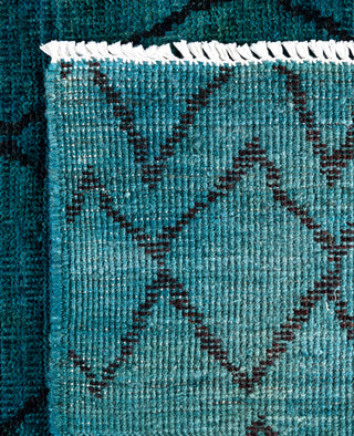 Overdyed Hand-Knotted Wool Modern-Contemporary Green Area Rug 5' 1" x 7' 7"
