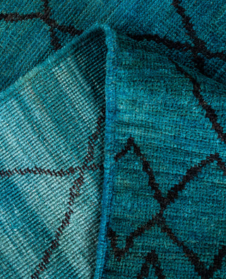 Overdyed Hand-Knotted Wool Modern-Contemporary Green Area Rug 5' 1" x 7' 7"