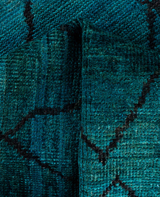 Overdyed Hand-Knotted Wool Modern-Contemporary Green Area Rug 5' 1" x 7' 7"