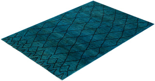Overdyed Hand-Knotted Wool Modern-Contemporary Green Area Rug 5' 1" x 7' 7"