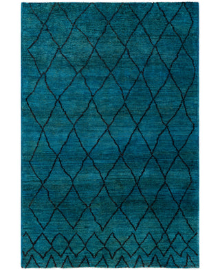 Overdyed Hand-Knotted Wool Modern-Contemporary Green Area Rug 5' 1" x 7' 7"