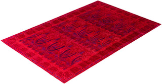 Overdyed Hand-Knotted Wool Modern-Contemporary Pink Area Rug 6' 0" x 9' 0"