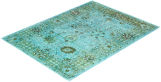 Contemporary Hand-Knotted Overdyed Blue Area Rug 4' 9" x 6' 3"