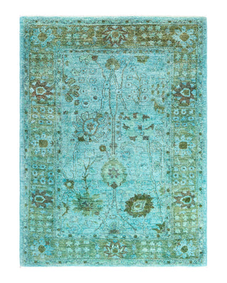 Contemporary Overyed Wool Hand Knotted Blue Area Rug 4' 9" x 6' 3"