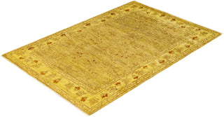 Contemporary Overdyed Wool Hand Knotted Yellow Area Rug 3' 3" x 4' 9"