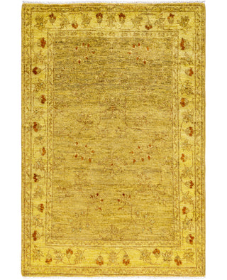 Contemporary Overdyed Wool Hand Knotted Yellow Area Rug 3' 3" x 4' 9"