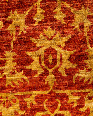 Contemporary Hand-Knotted Eclectic Floral Red Runner 2' 8" x 9' 4"