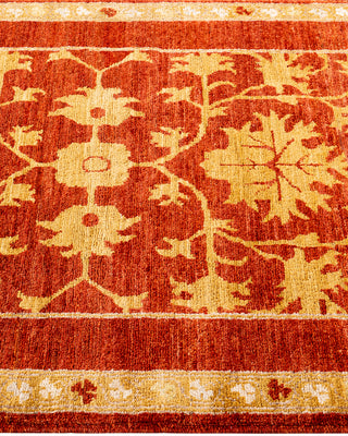 Contemporary Hand-Knotted Eclectic Floral Red Runner 2' 8" x 9' 4"