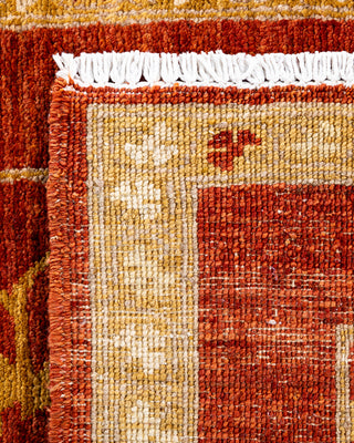 Contemporary Hand-Knotted Eclectic Floral Red Runner 2' 8" x 9' 4"