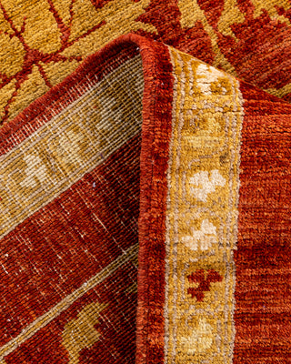 Contemporary Hand-Knotted Eclectic Floral Red Runner 2' 8" x 9' 4"