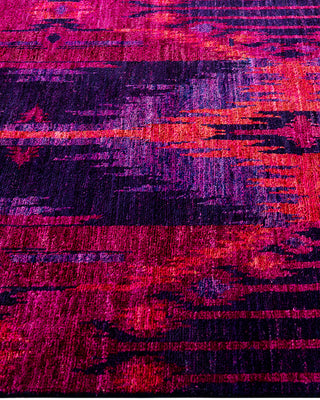 Contemporary Overyed Wool Hand Knotted Purple Area Rug 4' 1" x 6' 3"