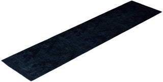 Contemporary Overdyed Wool Hand Knotted Black Runner 2' 5" x 10' 4"