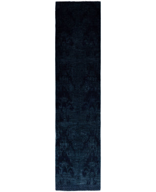 Contemporary Overdyed Wool Hand Knotted Black Runner 2' 5" x 10' 4"