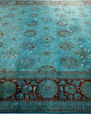Modern Overdyed Hand Knotted Wool Blue Area Rug 9' 2" x 12' 5"