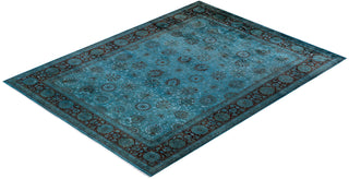 Modern Overdyed Hand Knotted Wool Blue Area Rug 9' 2" x 12' 5"