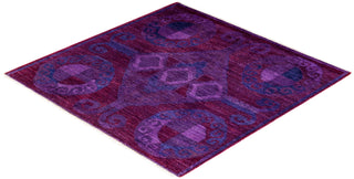 Contemporary Fine Vibrance Red Wool Area Rug - 4' 1" x 4' 1"
