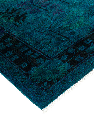 Modern Overdyed Hand Knotted Wool Blue Area Rug 5' 0" x 7' 6"