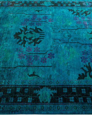 Modern Overdyed Hand Knotted Wool Blue Area Rug 5' 0" x 7' 6"
