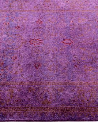 Contemporary Overyed Wool Hand Knotted Purple Runner 3' 1" x 10' 3"