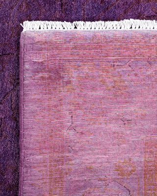 Contemporary Overyed Wool Hand Knotted Purple Runner 3' 1" x 10' 3"