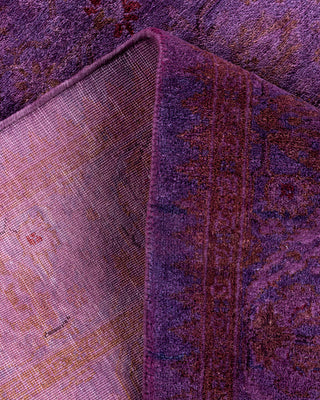 Contemporary Overyed Wool Hand Knotted Purple Runner 3' 1" x 10' 3"